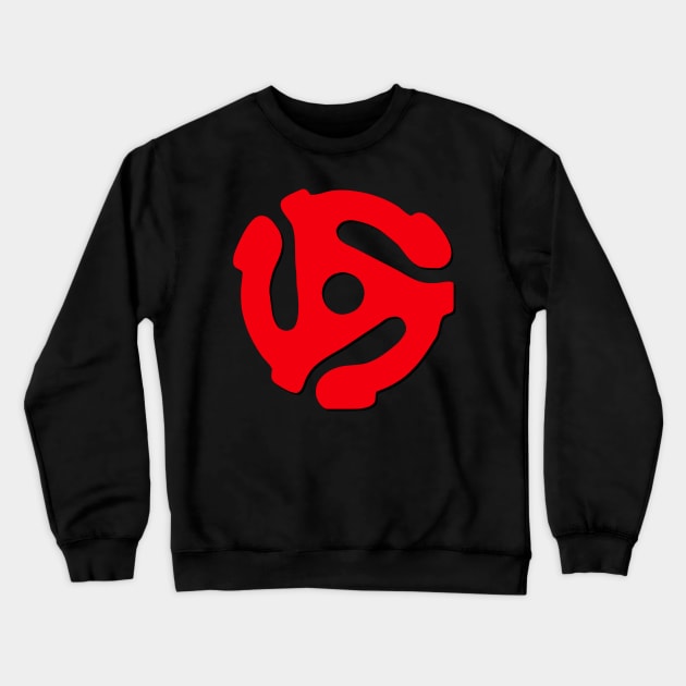 Music Geek, red 45 rpm record adaptor, music geek stuff Crewneck Sweatshirt by LittleBean